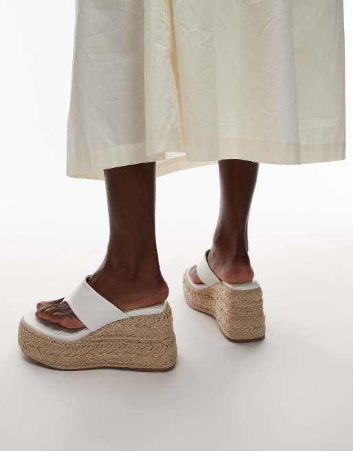Topshop Heidi toe thong espadrille wedges in white