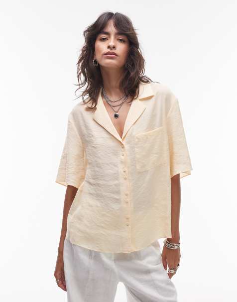 Topshop – Hemd aus superweichem Cupro in Buttermilchgelb, Kombiteil - view 1