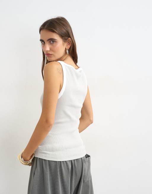 Topshop hemdje met inkeping bij de hals in grijs, 4 van 4