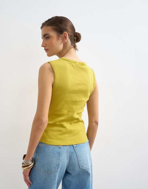 Topshop - Hemdje met knoopsluiting in chartreuse, 3 van 4
