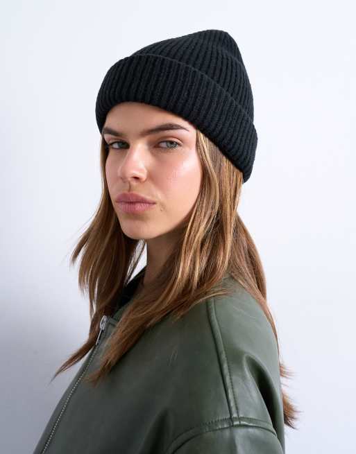 Topshop – Henry – Czarna, prążkowana czapka beanie, 3 z 3