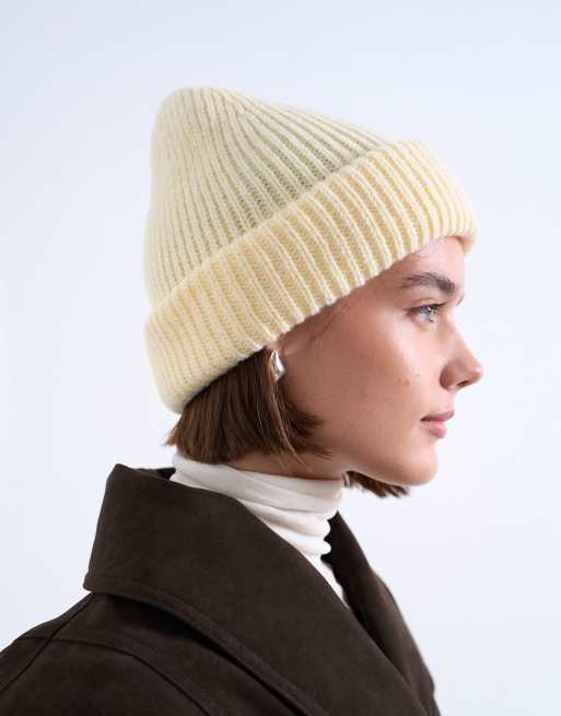 Topshop - Henry - Geribbelde beanie in lichtgeel, 3 van 3