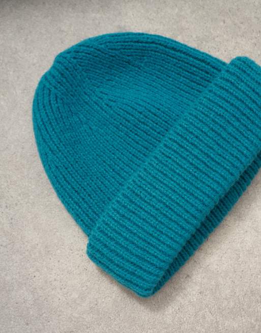 Topshop Henry gerippte Beanie in Petrol, 3 von 3