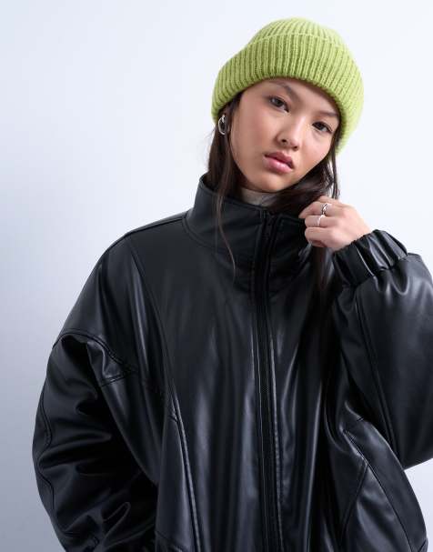 Topshop – Henry – Grön, ribbad mössa - view 1