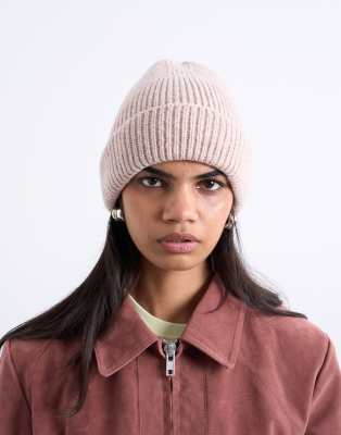 Topshop Henry Ribbed Beanie In Neutral