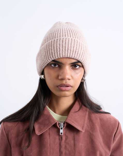 Topshop Henry ribbed beanie in beige - view 1
