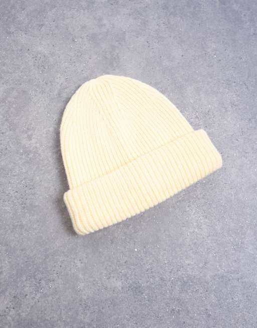Topshop Henry ribbed beanie in buttermilk, 2 of 3
