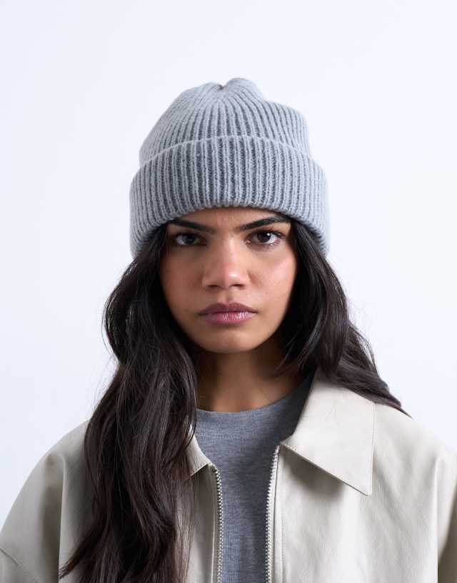 Topshop Henry ribbed beanie in gray | ASOS