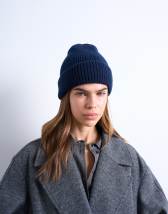 Topshop Henry ribbed beanie in navy