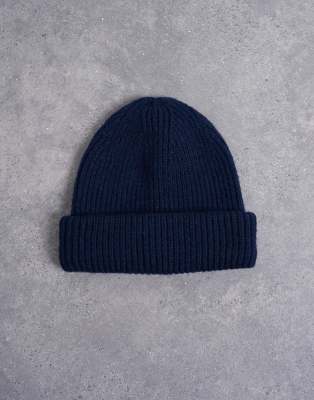 Topshop Henry Ribbed Beanie In Blue