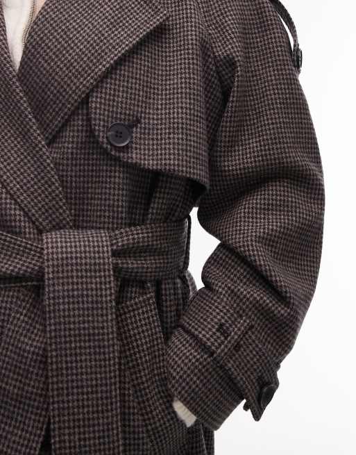 Topshop heritage belted trench coat in multi | ASOS