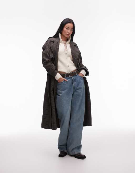 Topshop heritage belted trench coat in multi