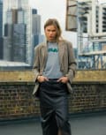 [Topshop] Topshop heritage check blazer in camel (part of a set)-Neutral 12 camel