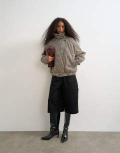 Heritage check bomber jacket in taupe