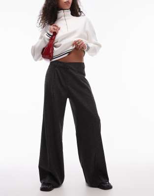 Topshop Heritage Check Cross Waistband Pants In Gray - Part Of A Set