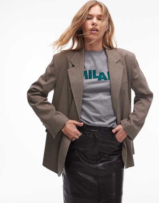 Topshop heritage plaid blazer in camel - part of a set