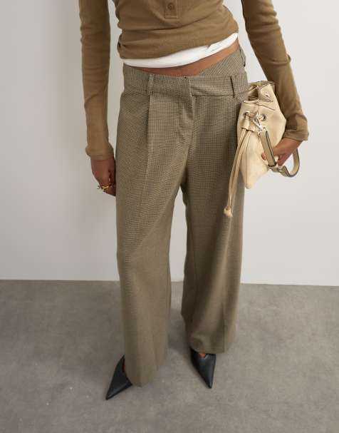 Topshop heritage-ternede bukser med krydset linning i camel - view 1