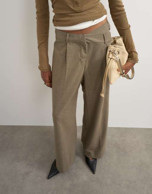 Topshop heritage-ternede bukser med krydset linning i camel, 1 af 5