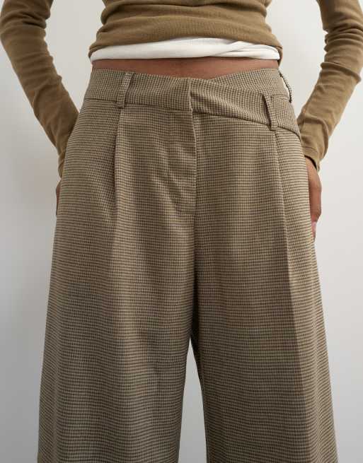 Topshop heritage-ternede bukser med krydset linning i camel, 3 af 5