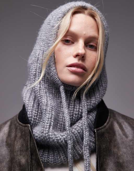 Topshop - Hero - Geribbelde bivakmuts in gemêleerd grijs