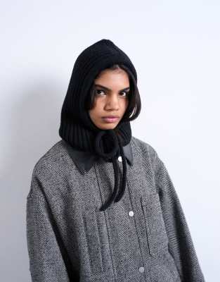 Topshop - Hero - Gerippte Balaklava in Schwarz