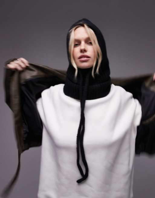 Topshop - Hero - Passamontagna nero a coste