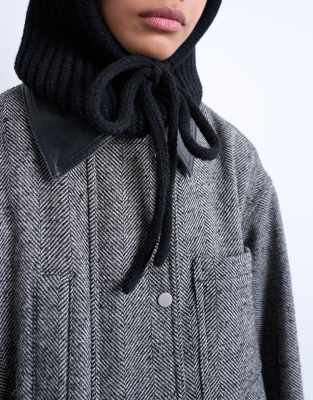 Topshop Hero Ribbed Balaclava In Blue