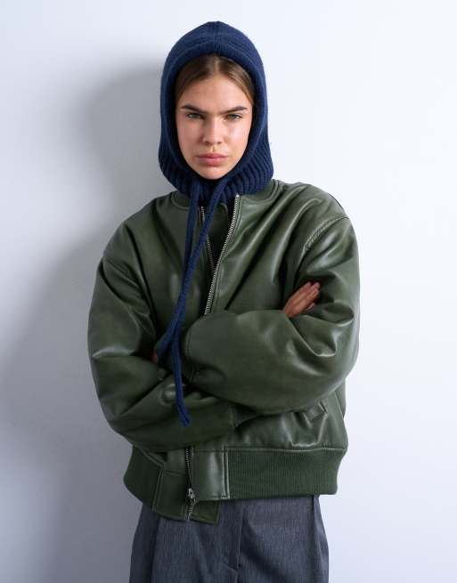 Topshop Hero ribbed balaclava in navy