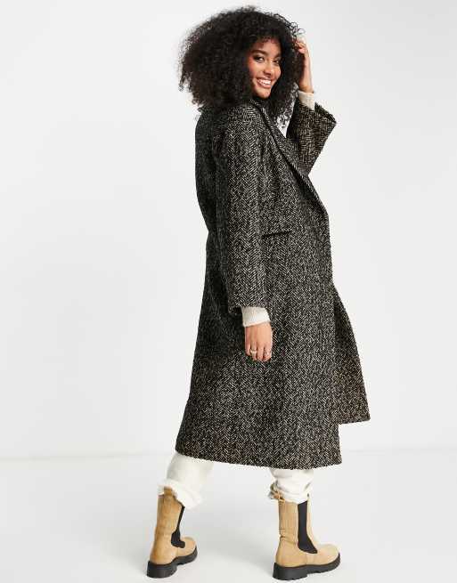 Topshop herringbone 2025 check coat