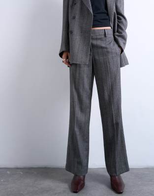 Topshop Herringbone Striped Slouchy Pants In Gold