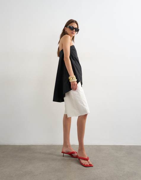 Topshop hi lo bandeau top in black - view 1