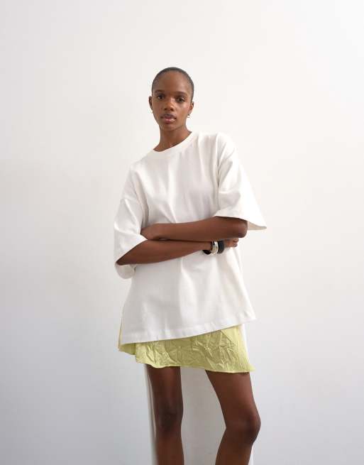 Topshop hi lo tunic oversized t-shirt in ivory, 2 of 4