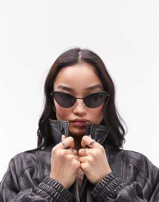 Topshop Topshop Hibiscus rimless cat eye sunglasses in black