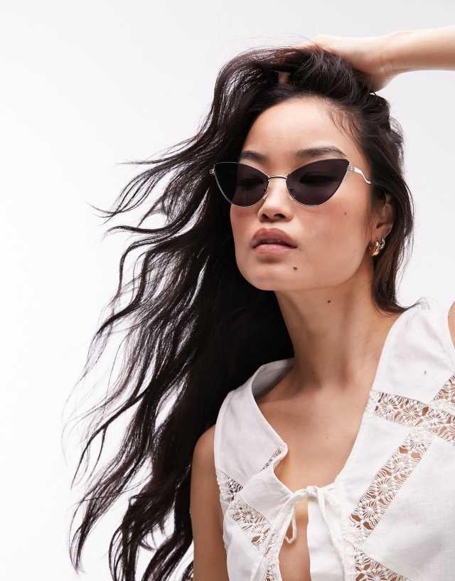 Topshop - hibiscus rimless cat eye sunglasses in gold