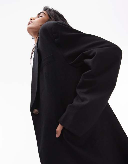 Topshop - High Break - Blazer oversize en lin - Noir, 3 de 5