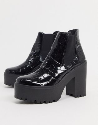 Topshop high chelsea boots in black 