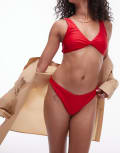 [Topshop] Topshop high leg bikini bottoms in red shimmer 6 RED