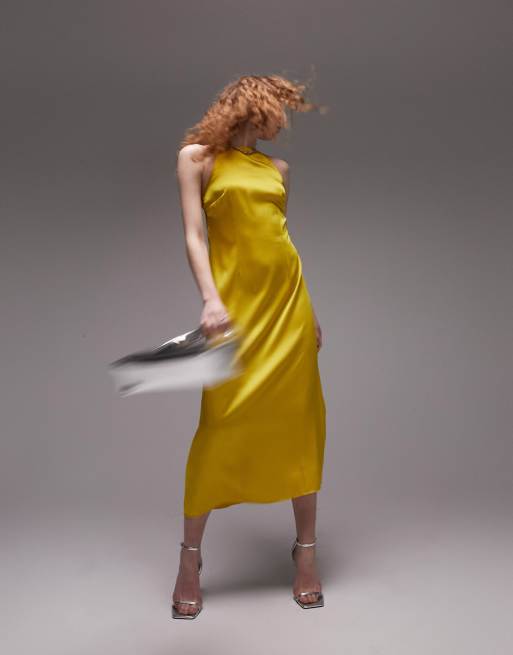 Topshop yellow sales satin dress