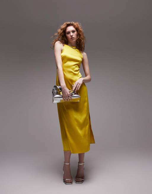 Topshop yellow 2025 satin dress