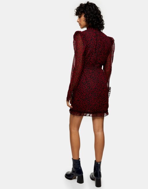 Topshop red hot sale leopard dress