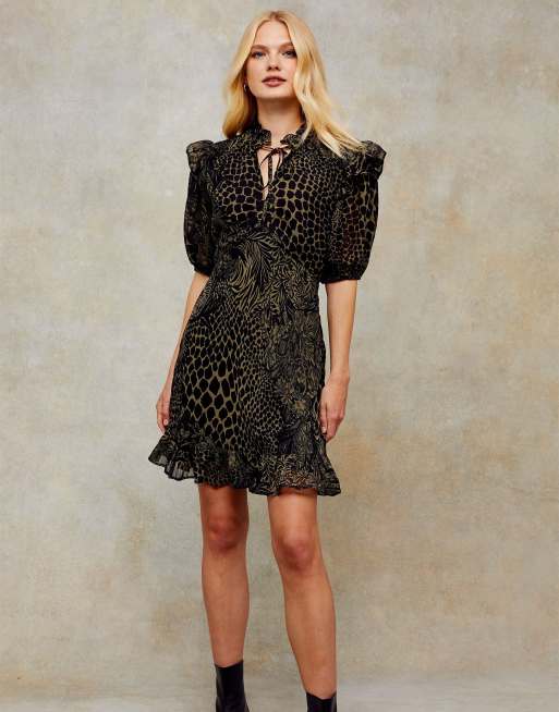 Topshop green leopard store dress