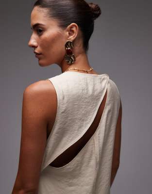 Topshop High Neck Open Back Throw-on Cupro Midi Dress