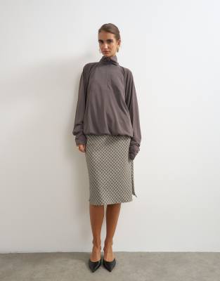 Topshop High Neck Pocket Detail Jersey Jacket In Gray