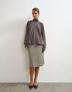 High neck pocket detail jersey jacket in charcoal 