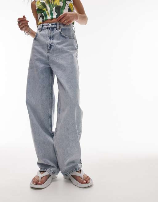 Topshop high rise Baggy jeans in bleach 