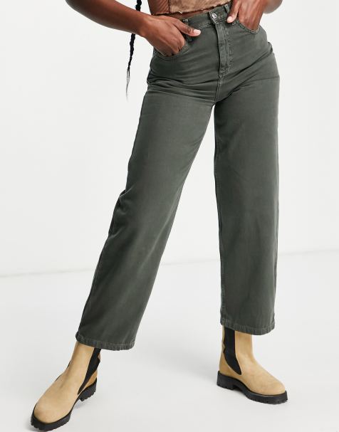Topshop high rise Baggy jeans in green - view 1