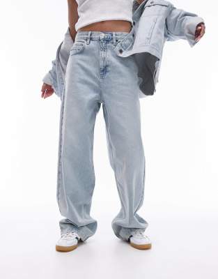 high rise baggy jeans in sunshine bleach-Blue