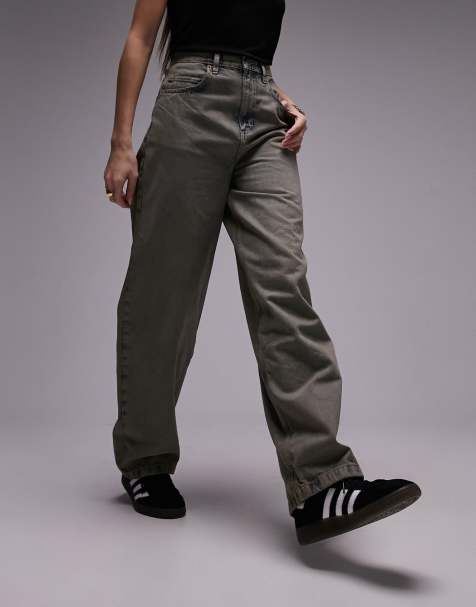 Topshop high rise baggy jeans in tarnished tint - view 1