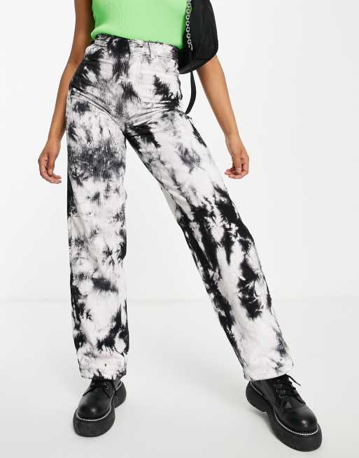 Topshop high rise Baggy jeans in tie dye cord