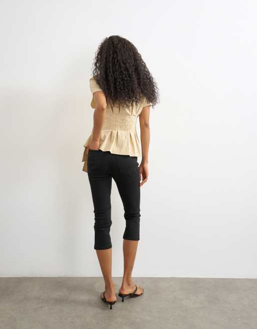 Topshop High-Rise-Capri-Jeans in Schwarz, 4 von 8